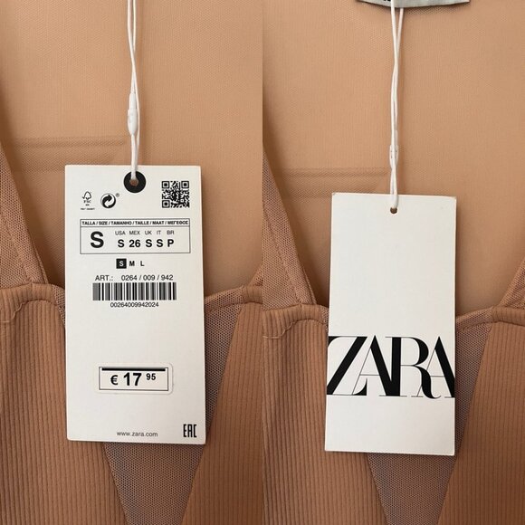 NWT ZARA Combination Tulle Bodysuit S - Picture 5 of 15